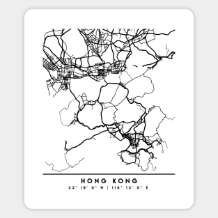 HONG KONG CHINA BLACK CITY STREET MAP ART Magnet